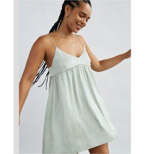 Wilfred Lover Off White Satin Babydoll Mini Dress Sz L